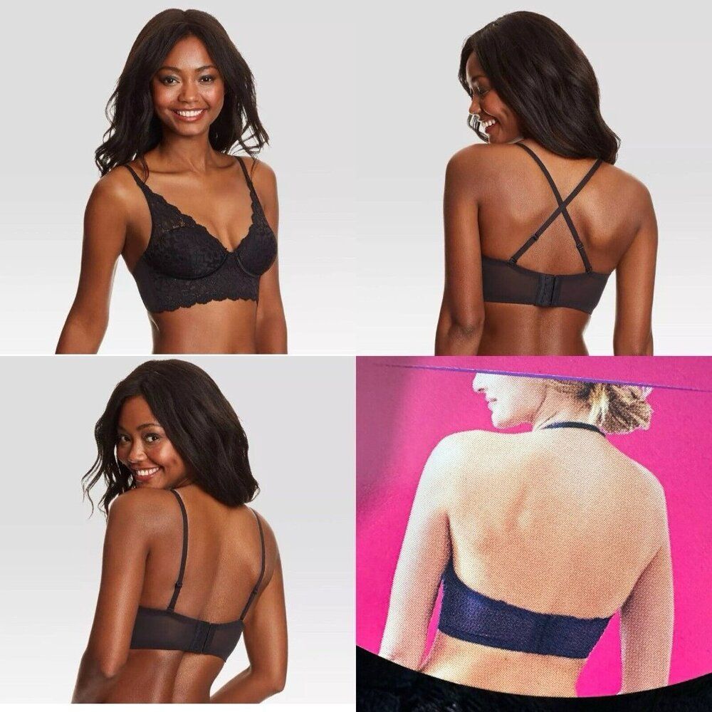 NWT Maidenform Women's Casual Comfort Bralette BRA Black 36B Converts To Halter